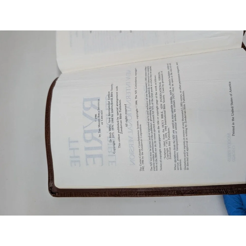 The Ryrie Study Bible NIV Brown Cowhide Leather Red Letter Moody 1986 80s VTG